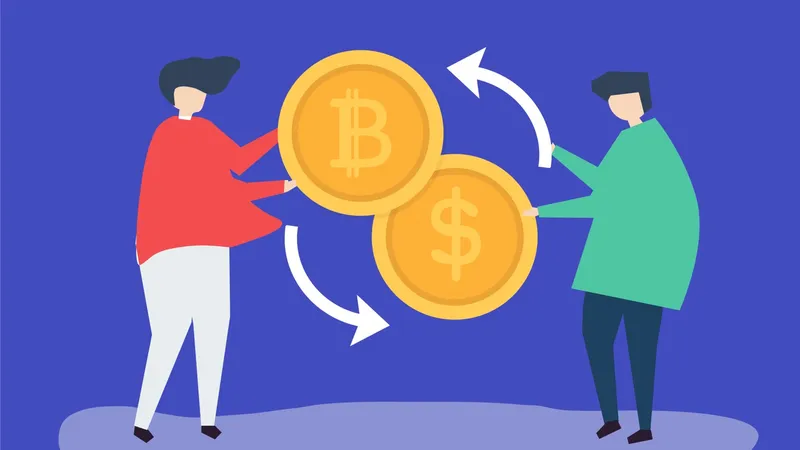 People Exchanging Bitcoin To Dollars